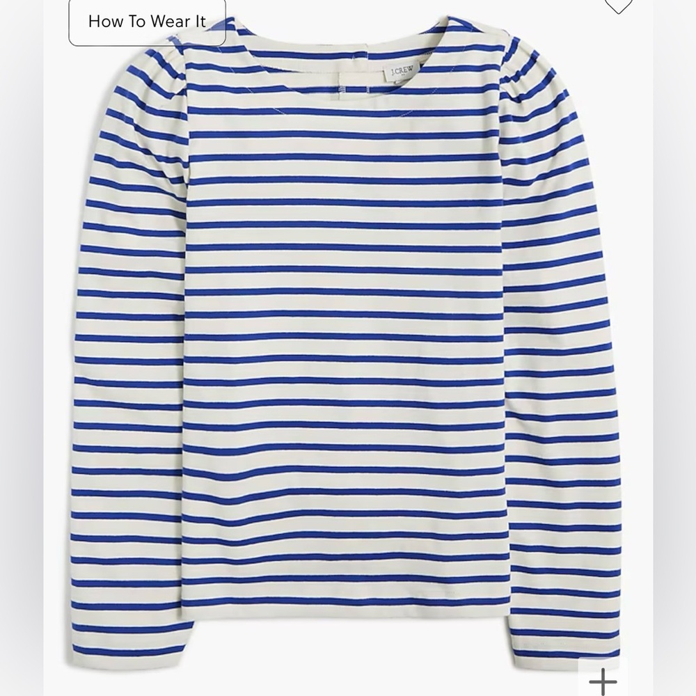 J. Crew Factory White and Blue Striped Long Sleeve Top